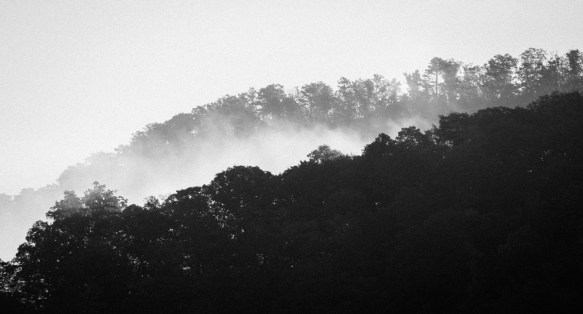 Mist along mountain ridge