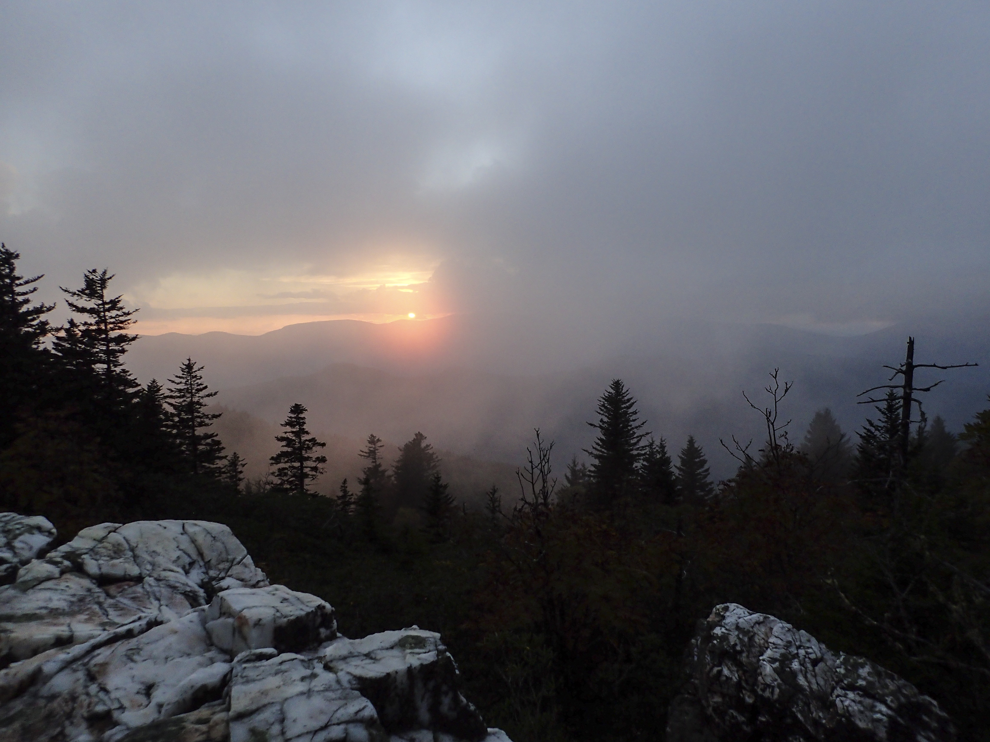 Sunset from Shining Rock as mist rolls in